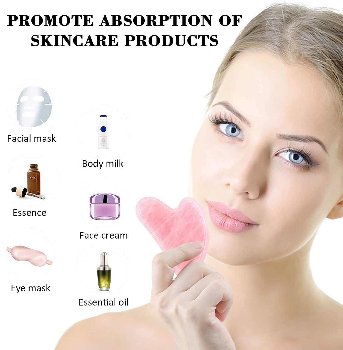 Gua Sha Massage Tool, Natural Rose Quartz Gua Sha Scraping Massage Tool, Facial Massage Tool for SPA Acupuncture Therapy Treatment on Face Back, Arms, Neck, Shoulder Health & Beauty > Personal Care > Cosmetics > Cosmetic Tools > Skin Care Tools Remocc   