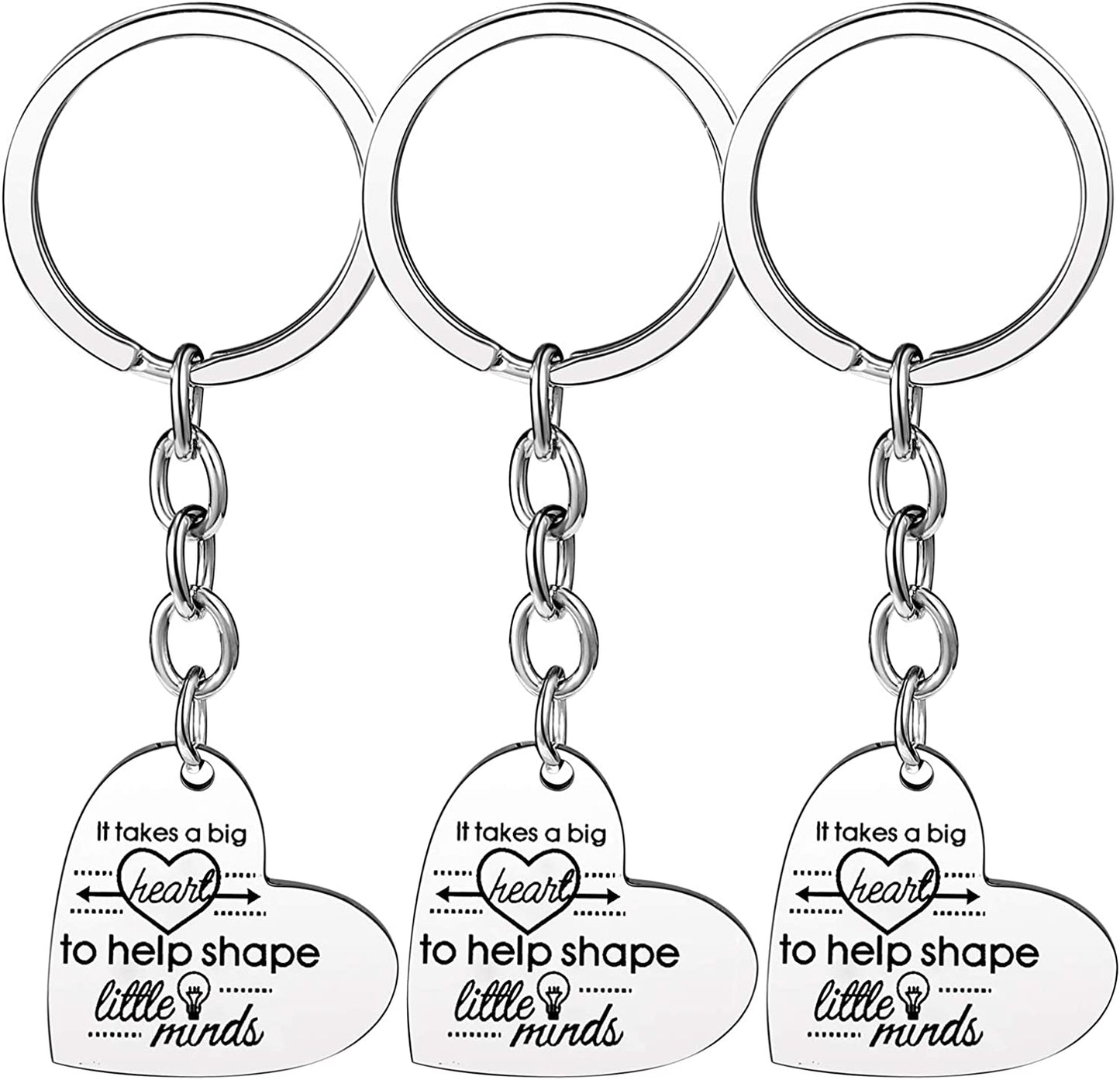 Pack of 3 Teacher Bangles Gifts for Teacher Open School Gifts for Teachers Thank You Bangle Bracelets Apparel & Accessories > Jewelry > Bracelets Nzztont 3PCs Keychain Heart Style 11- It Takes A Big Heart To Help Shape Little Minds  