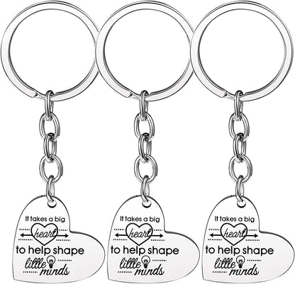Pack of 3 Teacher Bangles Gifts for Teacher Open School Gifts for Teachers Thank You Bangle Bracelets Apparel & Accessories > Jewelry > Bracelets Nzztont 3PCs Keychain Heart Style 11- It Takes A Big Heart To Help Shape Little Minds  