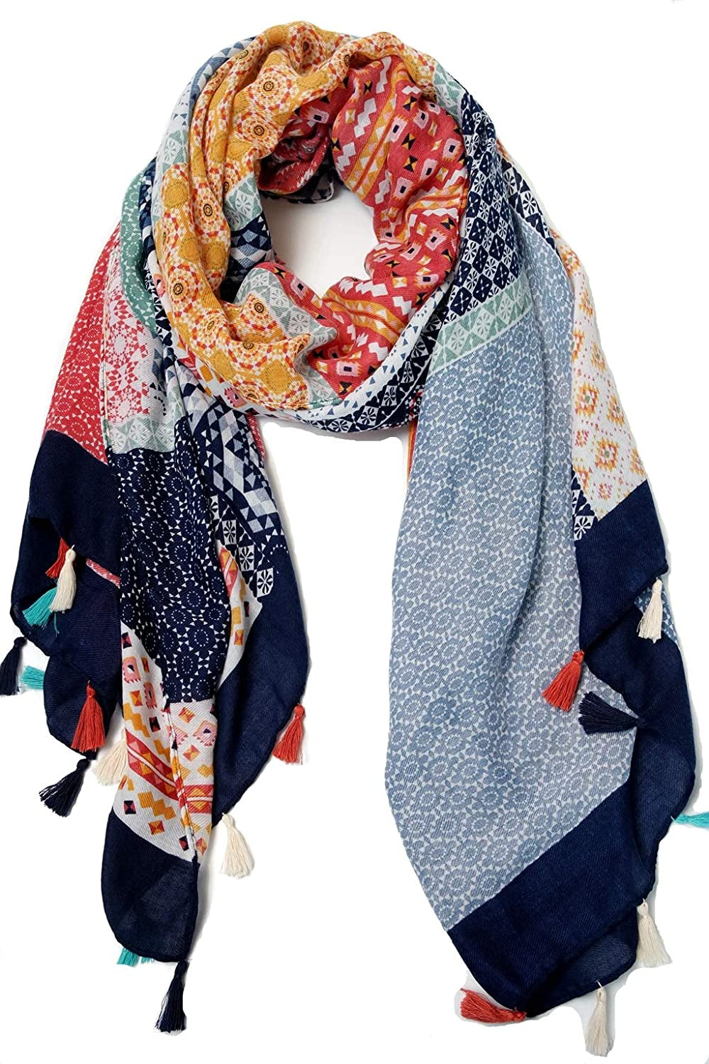 Scarfs for Women Lightweight Floral Flower Winter Scarf Large Fashion Wrap Shawls Oversized Cape Tassel Fall Scarves Apparel & Accessories > Clothing Accessories > Scarves & Shawls STONE Print4  