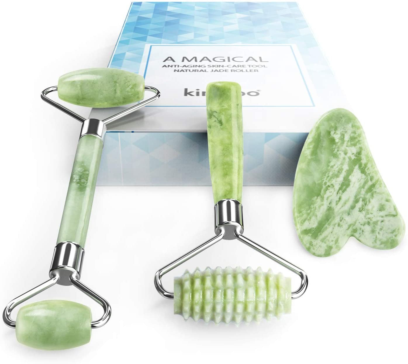 Kimkoo Jade Roller for Face-3 in 1 Kit with Facial Massager Tool,100% Real Natural Jade Stone Facial Roller anti Aging,Face Beauty Set for Eye Anti-Wrinkle Health & Beauty > Personal Care > Cosmetics > Cosmetic Tools > Skin Care Tools Kimkoo   