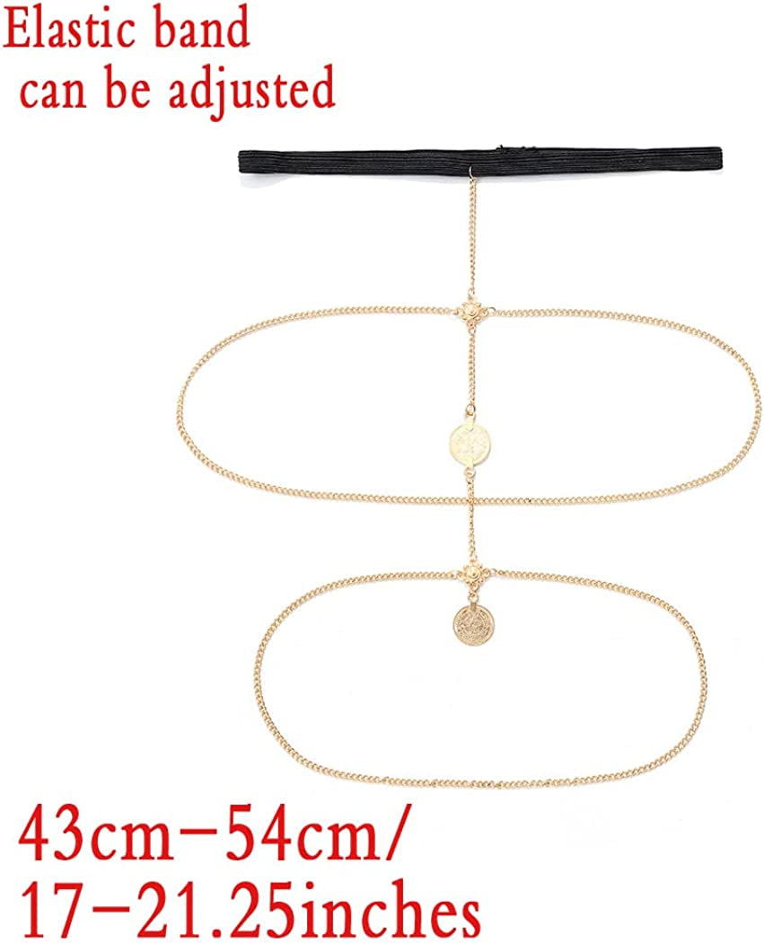 Boho Thigh Chain Sexy Gold Layered Leg Chains Evening Rave Metal Pendant Adjustable Body Accessories Jewelry for Women Apparel & Accessories > Jewelry > Body Jewelry Generic   
