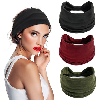 S&N Remille 3 Pack Wide Boho Headbands for Women and Girls, Elastic Turban Head Wrap Non-Slip Hair Bands for Sport Yoga and Running Headband Apparel & Accessories > Clothing Accessories > Bandanas & Headties S&N Remille Set-7  