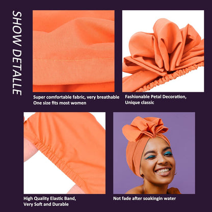 Women Turbans and Head Wraps,Skull-Caps,African Turban Flower Knot Pre-Tied Bonnet Beanie Cap for Women Apparel & Accessories > Clothing Accessories > Headwear DANMY   