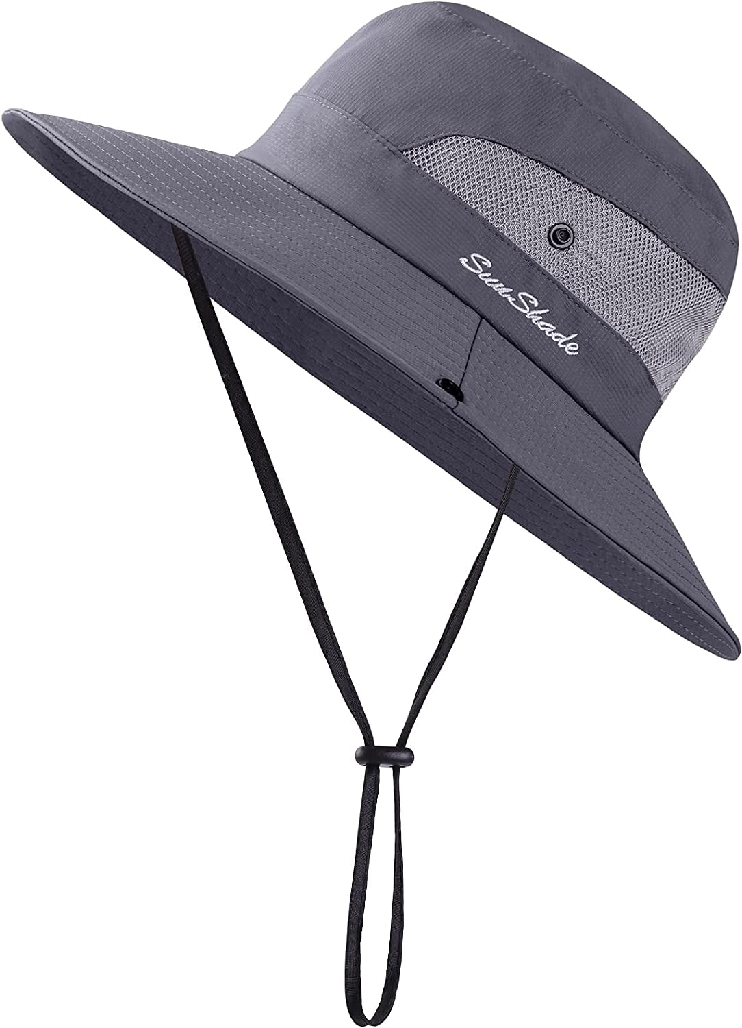 Cooraby Women Summer Sun Hat Ponytail Hole Cap Wide Brim Adjustable Hat Apparel & Accessories > Clothing Accessories > Hats Cooraby Gray 1 
