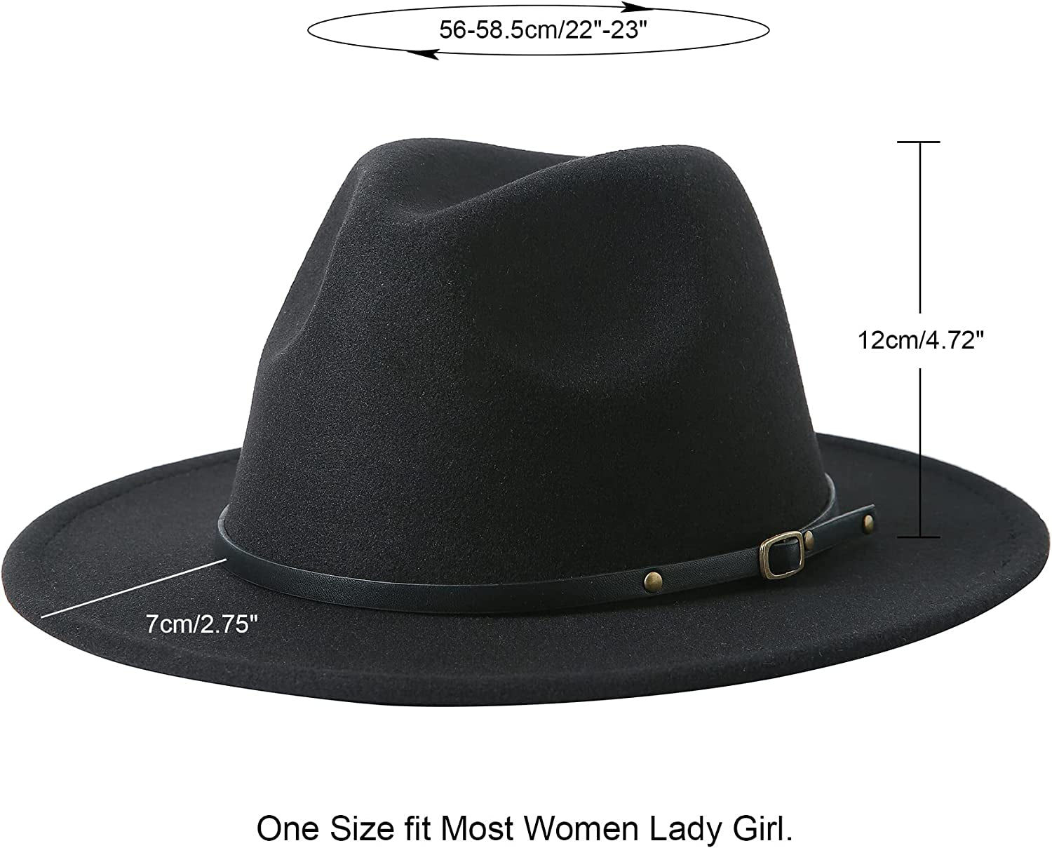 JOYEBUY Women Lady Two Tone Wide Brim Panama Hat Patchwork Colors Classic Fedora Hat with Belt Buckle Apparel & Accessories > Clothing Accessories > Hats JOYEBUY   