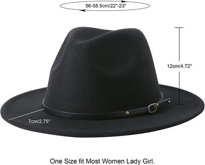 JOYEBUY Women Lady Two Tone Wide Brim Panama Hat Patchwork Colors Classic Fedora Hat with Belt Buckle Apparel & Accessories > Clothing Accessories > Hats JOYEBUY   
