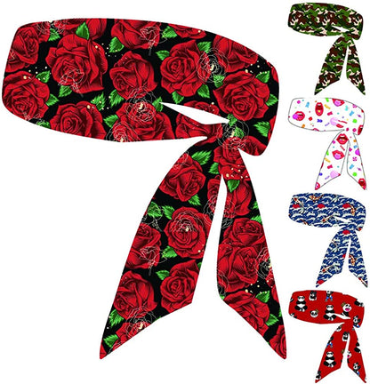 Sweat Wicking Head Tie, Tie Back Headband, Tie up Hair Band for Men Women Kids Girls Boys, Athletic Ninja Sweatband Head Wraps, Pirates Bandana Headwrap for Tennis, Workout Apparel & Accessories > Clothing Accessories > Bandanas & Headties JHYWELL Colorful 5 Pack  
