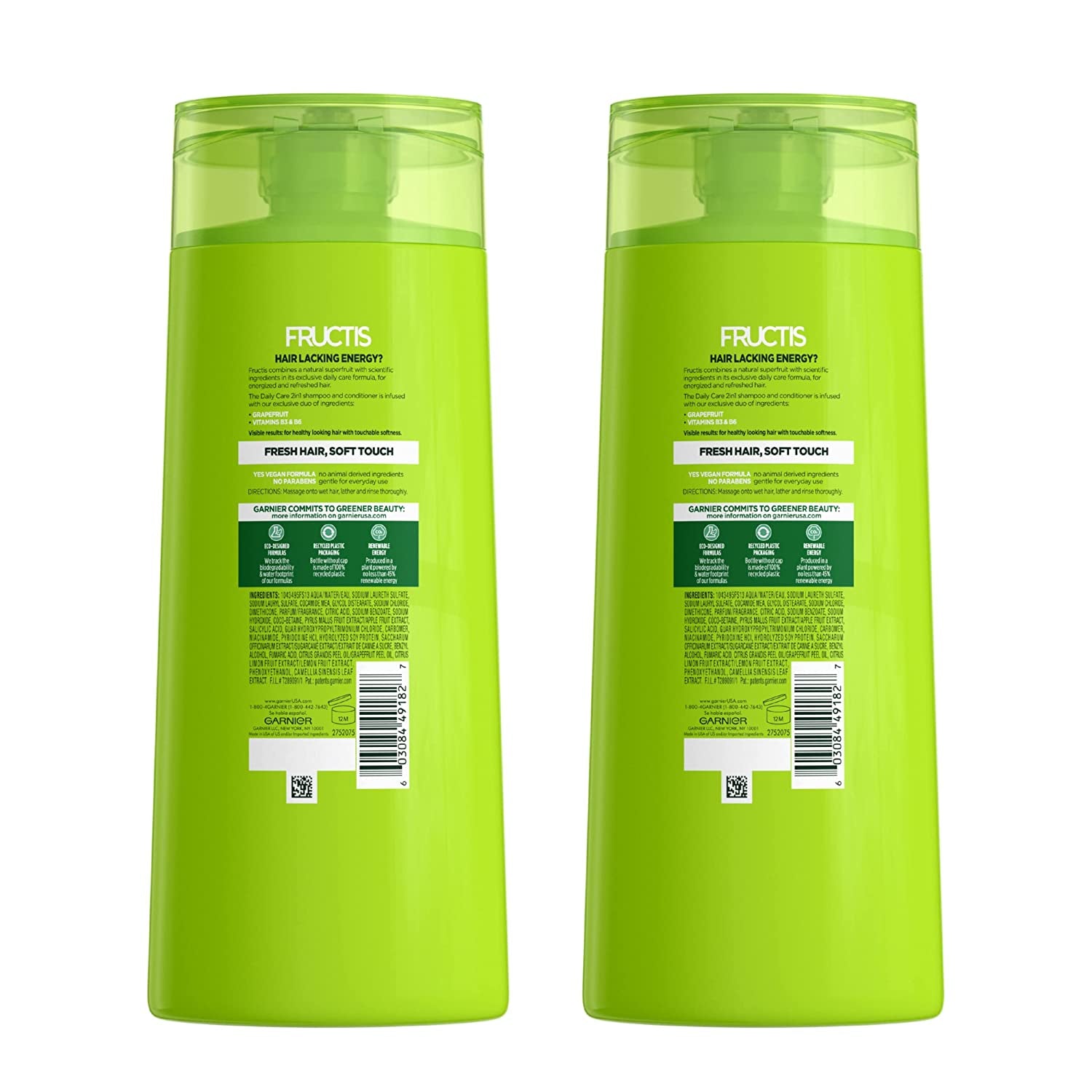 Garnier Fructis Fortifying 2-In-1 Shampoo and Conditioner for Stronger-Looking Hair with Touchable Softness, Daily Hair Care for Men and Women, Vegan, Paraben-Free 22 Fl Oz, 2 Count Health & Beauty > Personal Care > Hair Care Garnier   