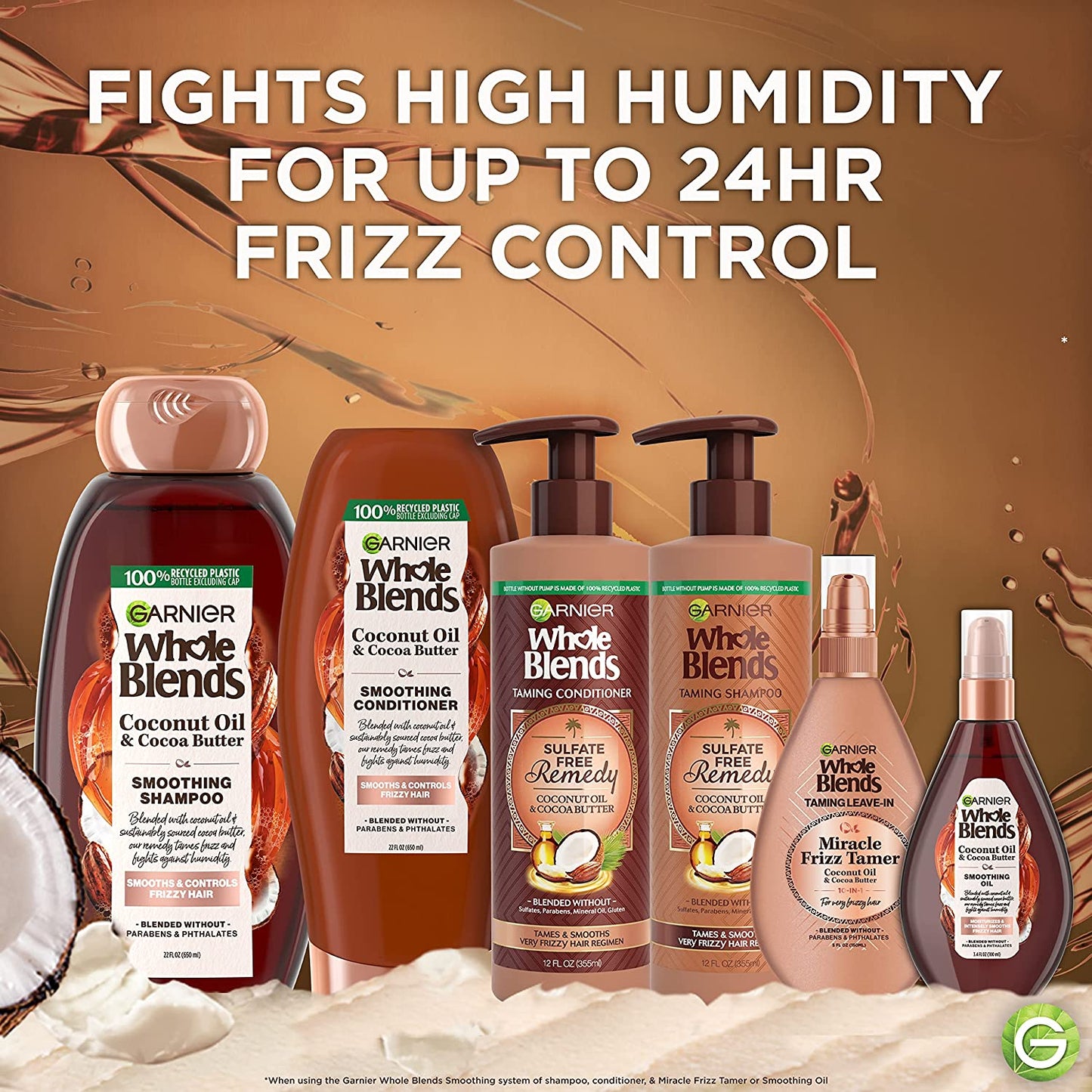 Garnier Whole Blends Smoothing Shampoo and Conditioner, Coconut Oil and Cocoa Butter Extracts, for Frizzy Hair, 22 Fl Oz Ea, 1 Kit (Packaging May Vary) Health & Beauty > Personal Care > Hair Care Garnier   