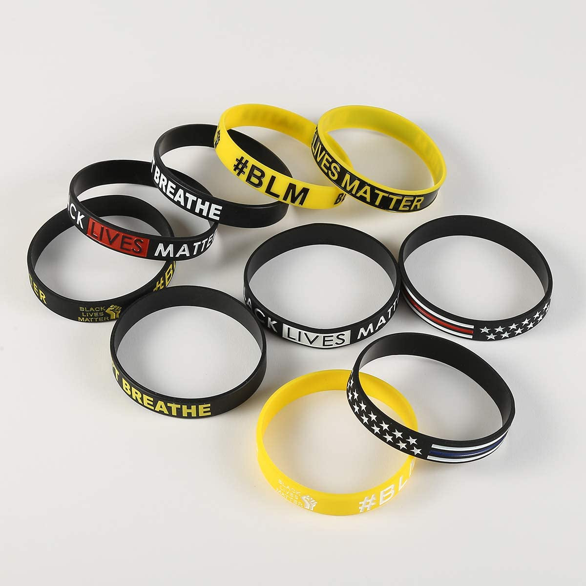 Black Lives Matter Bracelet Silicone Wristband Bracelets Black Rubber Bangle Bracelet 10 Pcs Apparel & Accessories > Jewelry > Bracelets Cooluckday   