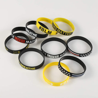 Black Lives Matter Bracelet Silicone Wristband Bracelets Black Rubber Bangle Bracelet 10 Pcs Apparel & Accessories > Jewelry > Bracelets Cooluckday   