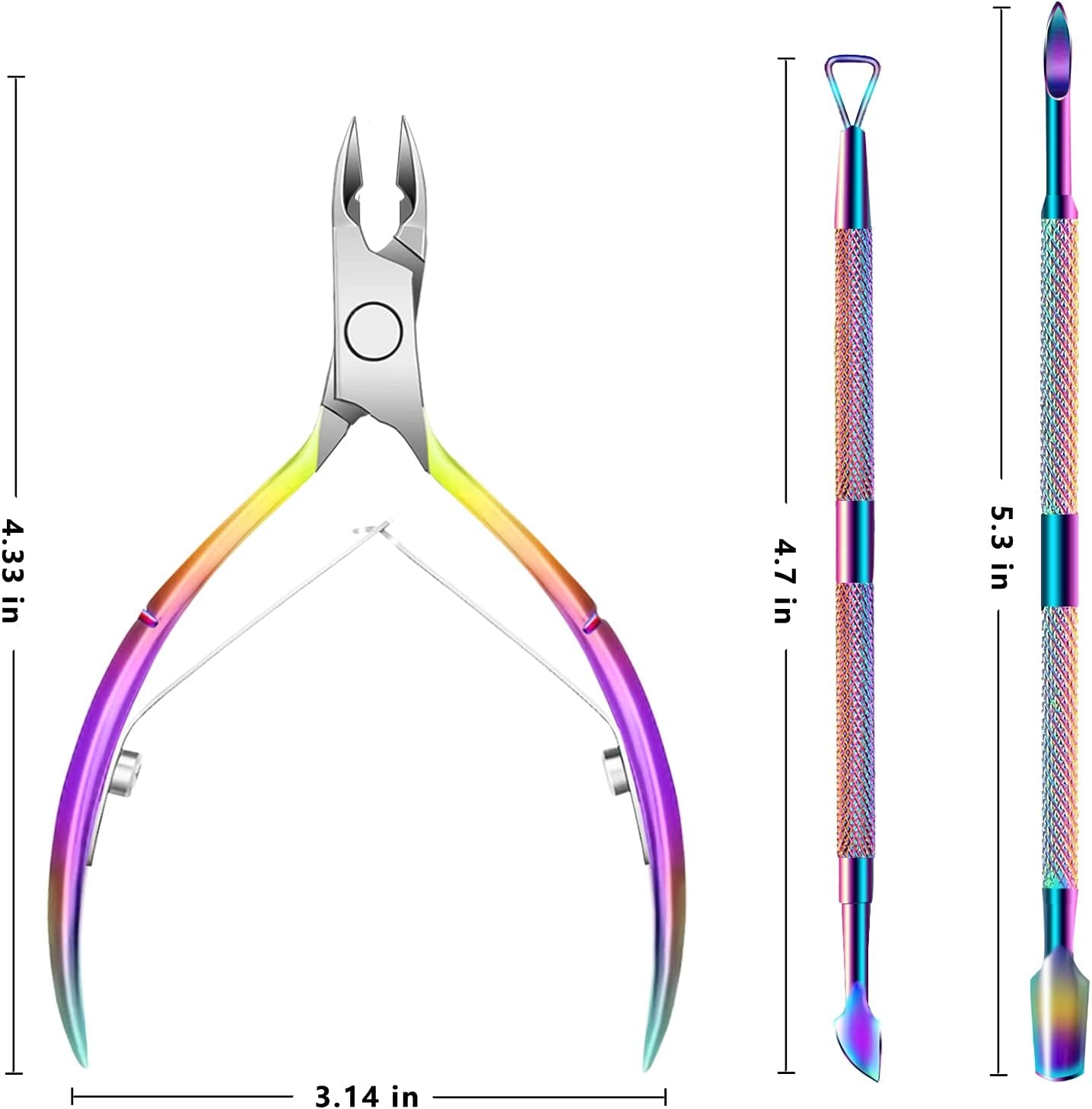 Haynery Cuticle Trimmer with Cuticle Pusher, Cuticle Remover Cuticle Scissors Manicure Tools, Professional Stainless Steel Cuticle Cutter, Dead Skin Remover Nail Tools for Fingernails and Toenails Health & Beauty > Personal Care > Cosmetics > Cosmetic Tools > Nail Tools Haynery   