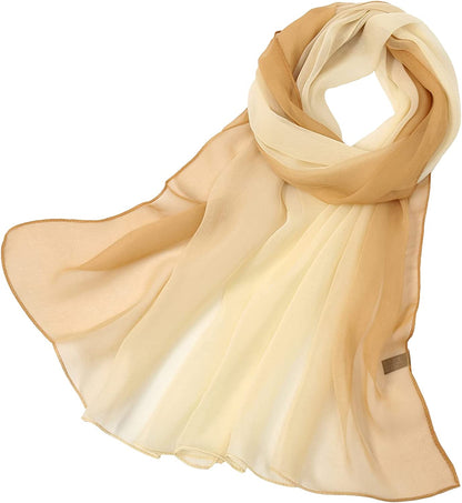Ombre Silk Scarf Oblong Gradiente Scarves Lightweight Accent Scarfs for Women Apparel & Accessories > Clothing Accessories > Scarves & Shawls Yeieeo Beiges  