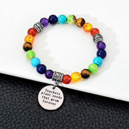 Teacher Appreciation Gifts Bracelets 7 Chakra Healing Beads Bracelet Graduation Jewelry for Teacher Apparel & Accessories > Jewelry > Bracelets DYJELWD   