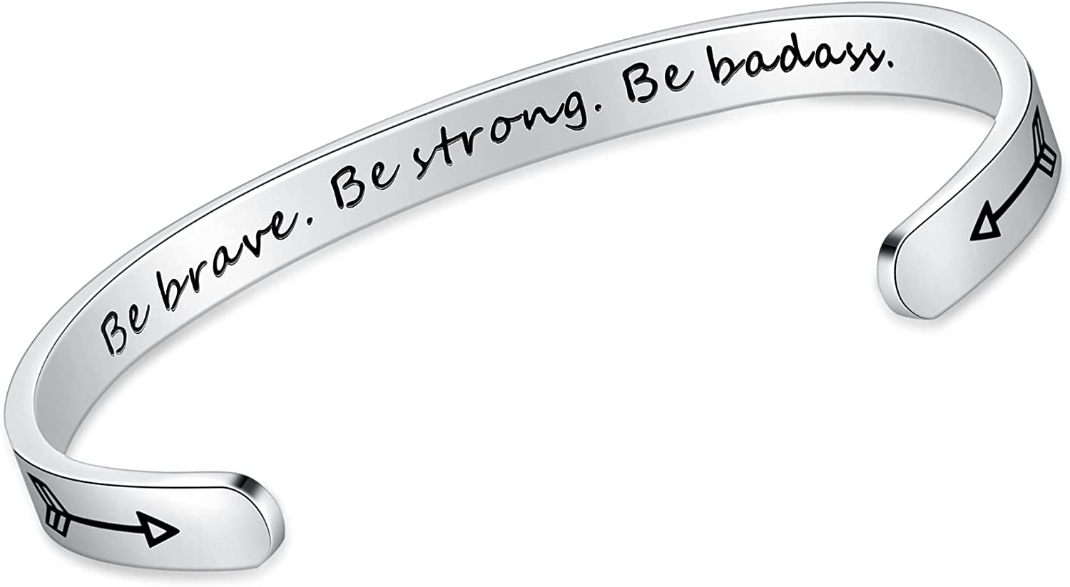 Aryahozel Motivational Cuff Bracelet for Women Girls, Personalized Jewelry Gifts for Her Daughter Mom Sister Niece Best Friends, Engraved Different Sayings Apparel & Accessories > Jewelry > Bracelets AryaHozel Be Brave Be Strong Be Badass  