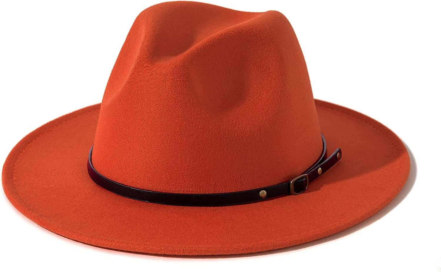 Lisianthus Women Belt Buckle Fedora Hat Apparel & Accessories > Clothing Accessories > Hats Lisianthus Pumpkin  