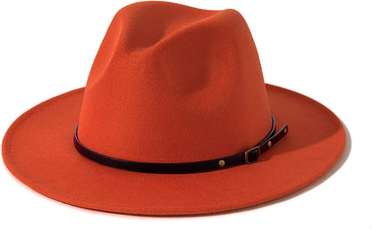 Lisianthus Women Belt Buckle Fedora Hat Apparel & Accessories > Clothing Accessories > Hats Lisianthus Pumpkin  