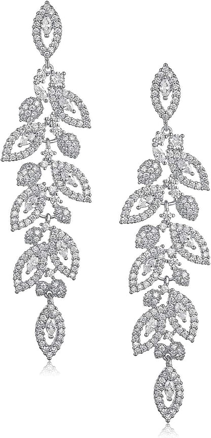 SWEETV Wedding Bridal Chandelier Earrings, Crystal Rhinestone Drop Dangle Earrings for Women Brides Apparel & Accessories > Jewelry > Earrings SWEETV 02.Silver  