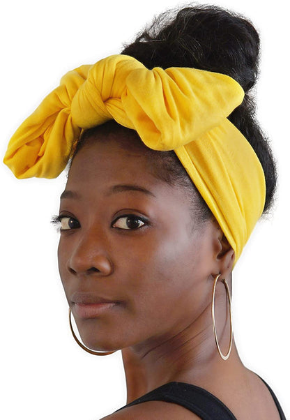 Head Wrap for Black Women - African Hair Wrap & Hair Scarf - Jersey Hair Turbans for Women - Soft & Breathable Headwrap Apparel & Accessories > Clothing Accessories > Bandanas & Headties Olivia Sylx Citrine Yellow  