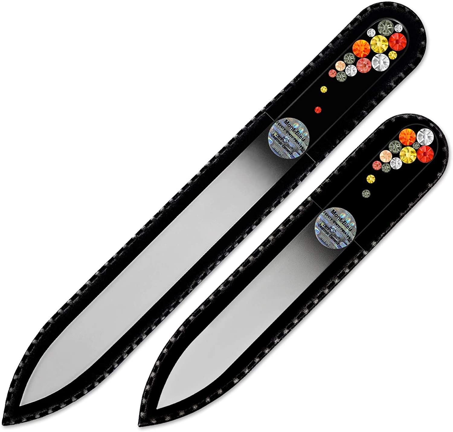 Best Gifts for Women - Mont Bleu Set of 2 Glass Nail Files Hand Decorated with Crystals - Handmade Gifts - Nail Filer Kit - Excellent Nail Filing Tools - Washable Nail Files Health & Beauty > Personal Care > Cosmetics > Cosmetic Tools > Nail Tools Mont Bleu Fireopal  