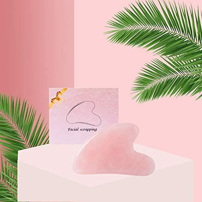 Guasha Facial Tools for Women, Natural Jade Stone Guasha Scraping Massage Tool with Smooth Edge for Physical Therapy and SPA Acupuncture Therapy Used for Face, Eyes, Neck and Body (Pink) Health & Beauty > Personal Care > Cosmetics > Cosmetic Tools > Skin Care Tools Biyanuo   