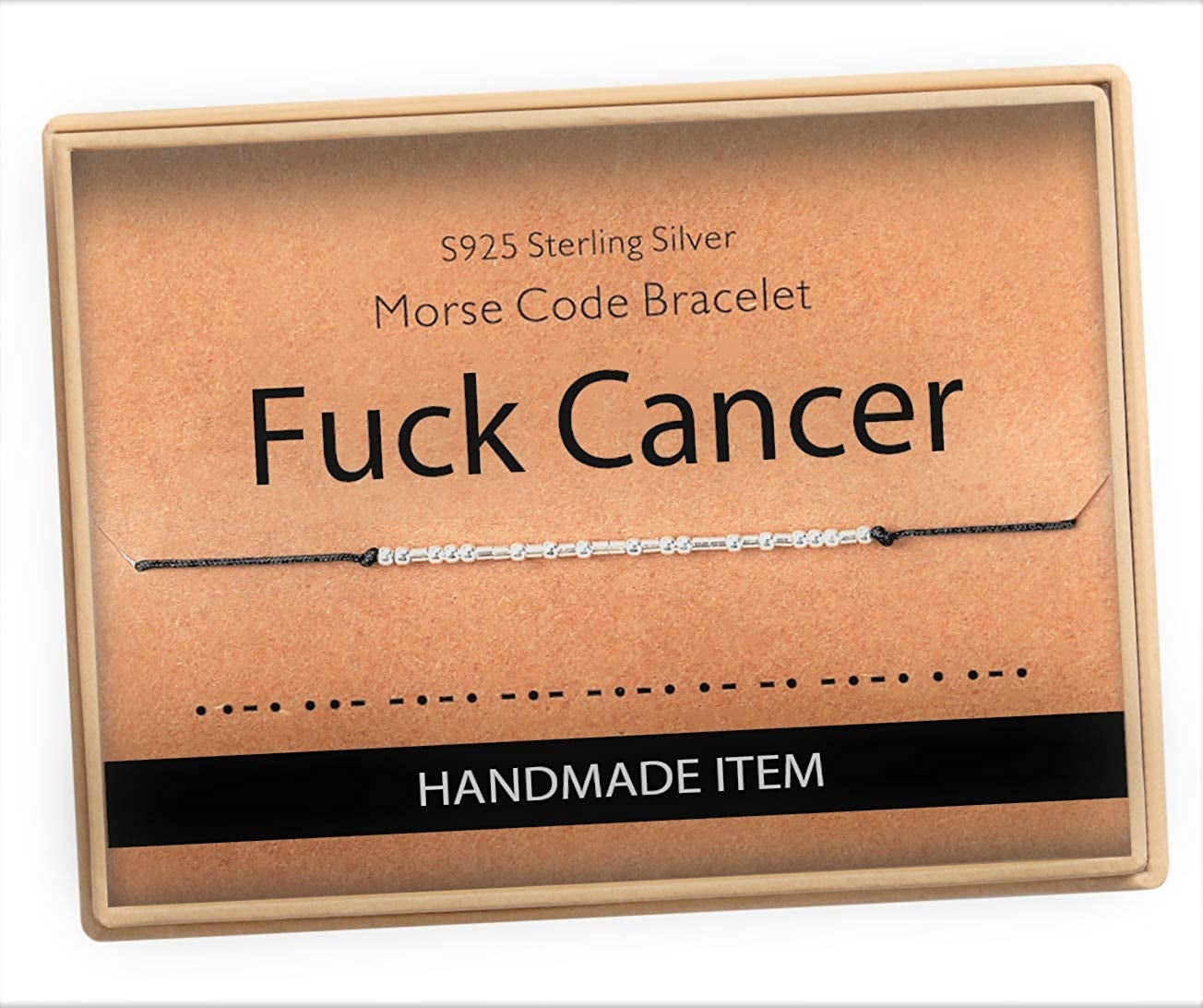 Inspirational Gifts for Women Morse Code Bracelets for Women Funny Bracelet for Friend Funny Christmas Gift for Women Apparel & Accessories > Jewelry > Bracelets Monily 02-Fuck cancer  