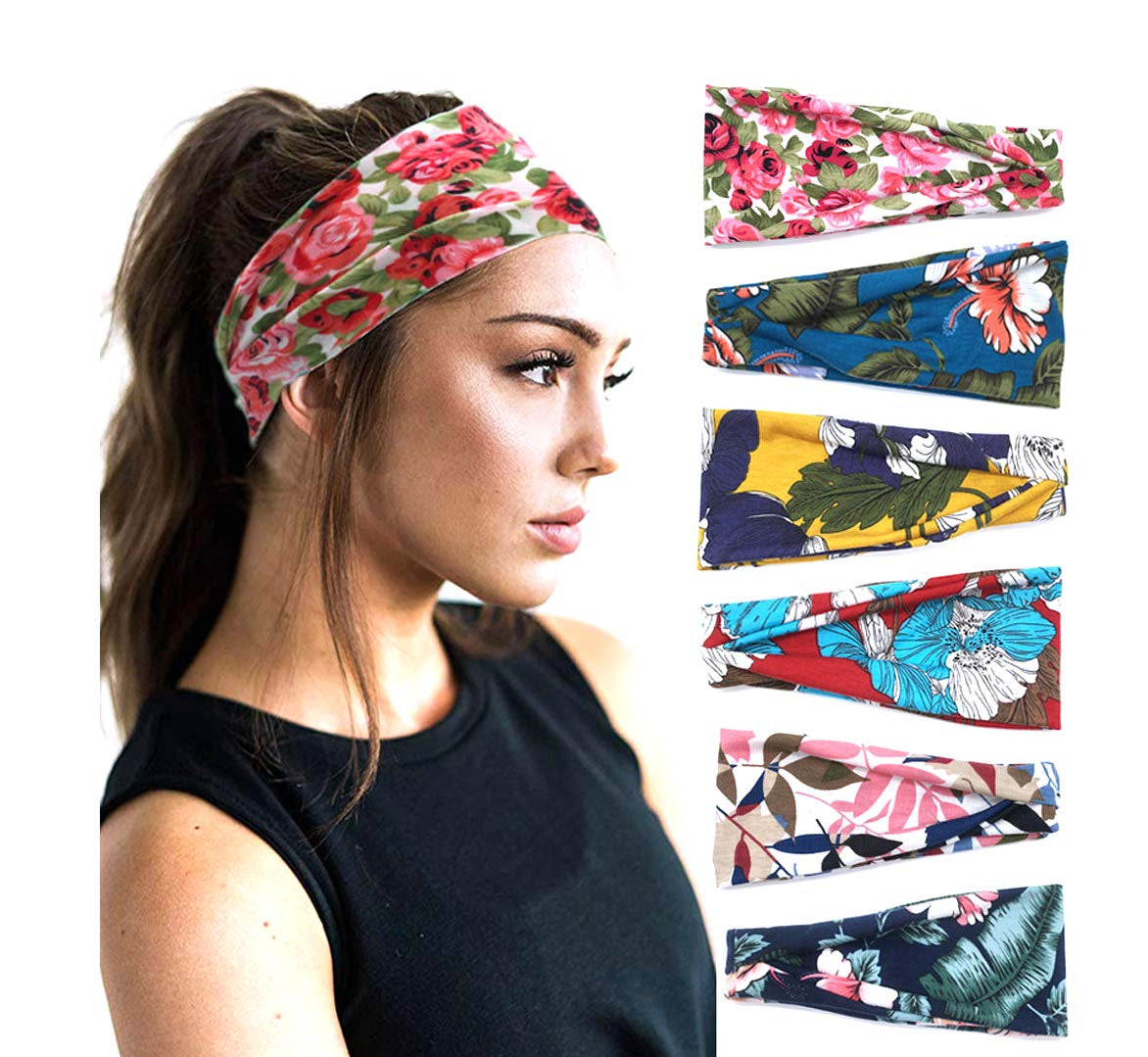 PLOVZ 6 Pack Women'S Yoga Running Headbands Sports Workout Hair Bands (Set 10) Apparel & Accessories > Clothing Accessories > Bandanas & Headties PLOVZ Set 2  