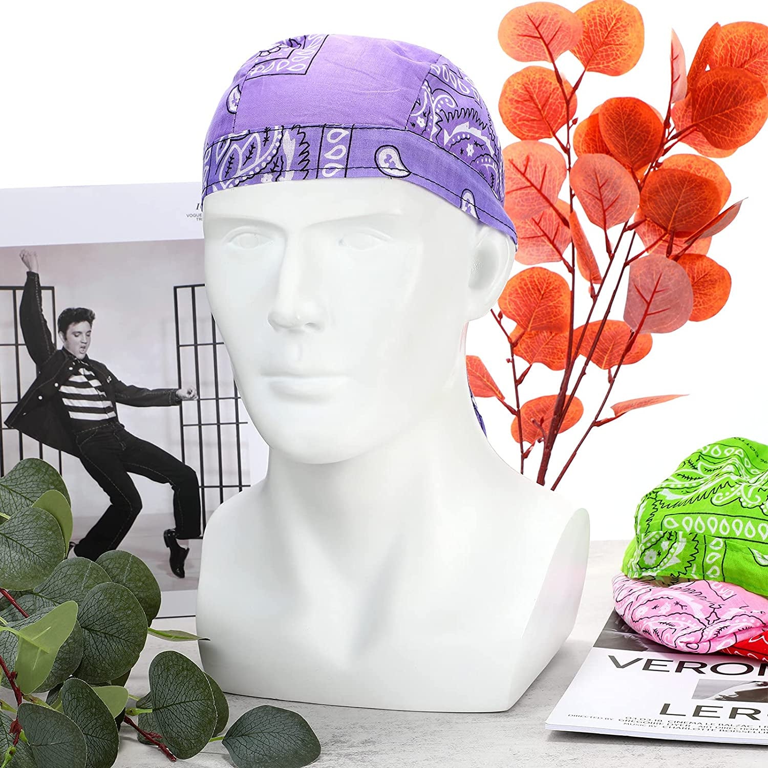 Huukeay 24 Pieces Do Rag Skull Caps Sweat-Wicking Beanie Cap Biker Skull Cap Paisley Bandana Cap Head Tie Cycling Cap Helmet Liner Skull Hat Quick-Drying Pirate Hats for Men Women, 24 Colors Apparel & Accessories > Clothing Accessories > Bandanas & Headties Huukeay   