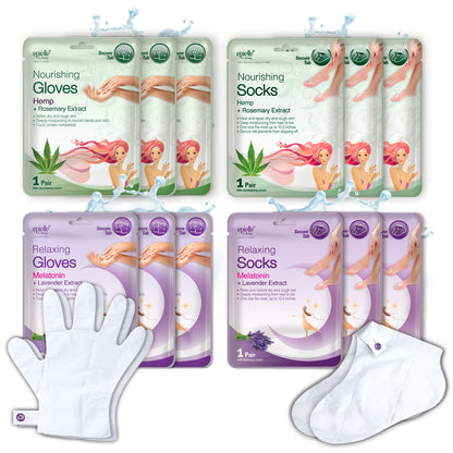 Epielle Relaxing Hand Masks Melatonin + Lavender Extract Deep Moisturizing 100% Vegan & Cruelty-Free (Gloves 6Pk) for Dry Hand Spa Masks Health & Beauty > Personal Care > Foot Care Epielle Purple  
