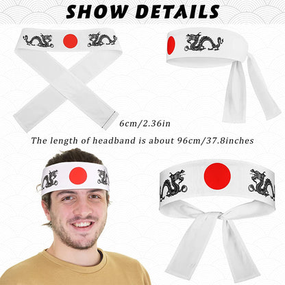 SATINIOR Bushido Hachimaki Headband 2 Pieces Samurai Japanese Headband Dragon Sushi Chef Bandana Tie on Costume Headwear for Karate about 96 X 6 Cm/ 37.8 X 2.36 Inches Apparel & Accessories > Clothing Accessories > Bandanas & Headties SATINIOR   