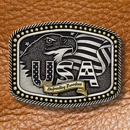 Montana Silversmiths 2Nd Amendment Series Attitude Western Belt Buckle (Defending Freedom USA - Tri Color) Apparel & Accessories > Clothing Accessories > Belt Buckles Montana Silversmiths   
