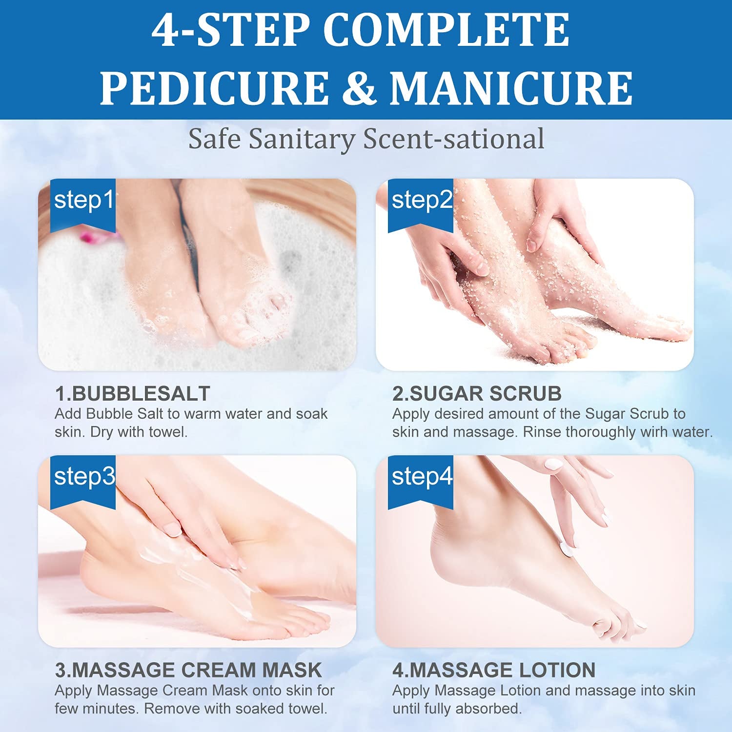 Foot Spa Pedicure Set, Home Foot Soak with Bath Salt, Foot Cream, Foot Scrubs, 4 in 1 Exfoliating Foot Care for Dry Cracked Feet, Make Baby Soft Feet Health & Beauty > Personal Care > Foot Care nbc BeautiLab   