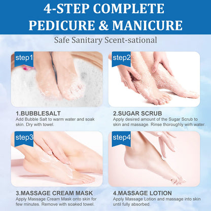 Foot Spa Pedicure Set, Home Foot Soak with Bath Salt, Foot Cream, Foot Scrubs, 4 in 1 Exfoliating Foot Care for Dry Cracked Feet, Make Baby Soft Feet Health & Beauty > Personal Care > Foot Care nbc BeautiLab   