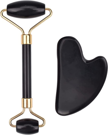 Ideayard Face Roller and Gua Sha Set - Jade Roller anti Aging Massager Tool - Natural Jade Roller for Face and Guasha Stone for Body - Beauty Roller Skin Care Tools Kit for Slimming & Firming Health & Beauty > Personal Care > Cosmetics > Cosmetic Tools > Skin Care Tools ideayard Black  