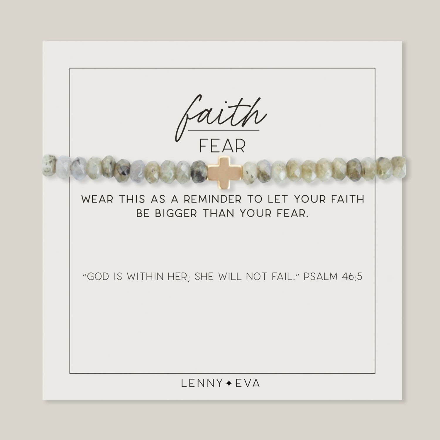 Lenny & Eva Faith over Fear Cross Stretchable Bracelets for Women, Inspirational Jewelry with Message on Card Apparel & Accessories > Jewelry > Bracelets Lenny & Eva Labradorite 2 Bracelet 