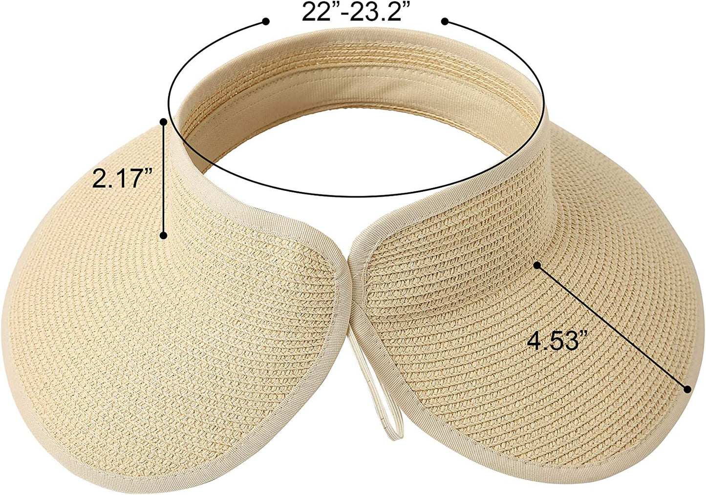 Lanzom Women Packable Hat Sun Visor Hats Wide Brim Straw Roll up Ponytail Summer Beach Hat UPF 50 Apparel & Accessories > Clothing Accessories > Hats Lanzom   