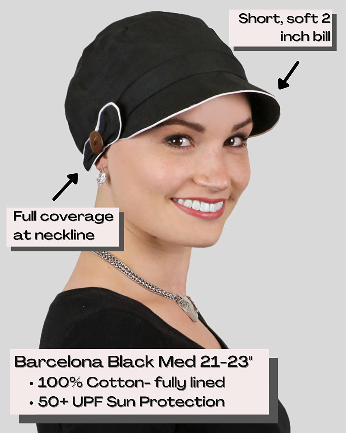 Newsboy Cap Summer Hats for Women 50+ UPF Visor Chemo Headwear Cancer Hair Loss 100% Cotton Small or Medium Heads Barcelona Apparel & Accessories > Clothing Accessories > Headwear Hats Scarves & More   