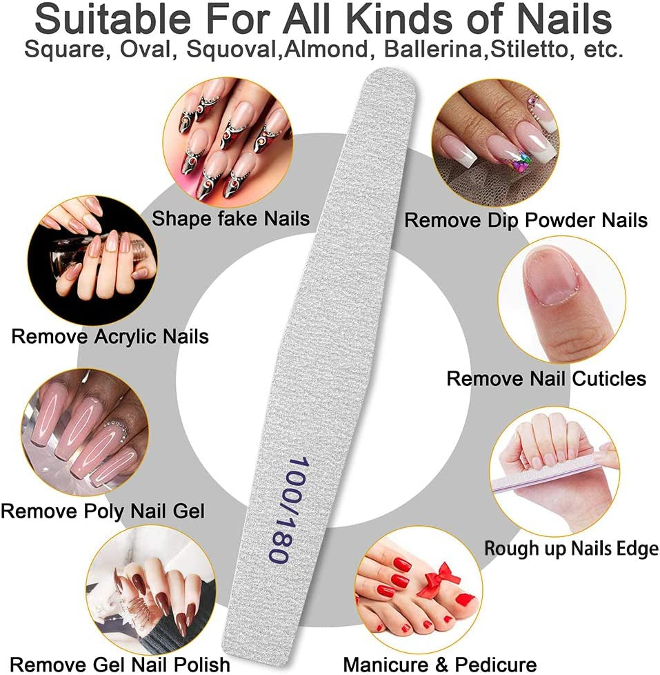 Professional Nail Files, Emery Board Nail File for Natural Nails 100/180/240 Grit Nail Files for Acrylic Nails 12Pcs Fine Grit Nail File Manicure Tools Coarse Fingernail Files (100/180 Grit) Health & Beauty > Personal Care > Cosmetics > Cosmetic Tools > Nail Tools BLESWIN   