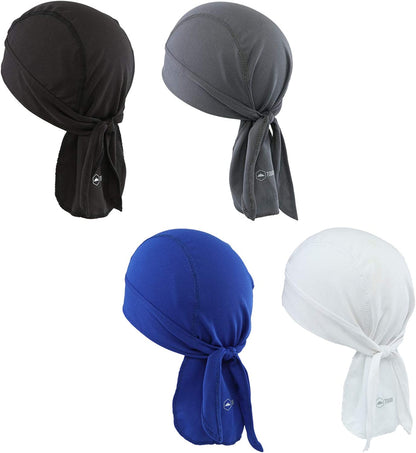 Cooling Helmet Liner - Do Rag Skull Cap for Men - Head Scarf, Bandana, Head Wrap, Beanie for Motorcycle, Cycling, Sports Apparel & Accessories > Clothing Accessories > Headwear Tough Headwear 1 Black / 1 Gray / 1 Navy / 1 White  
