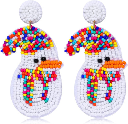 Christmas Earrings for Women Christmas Bead Dangle Earrings Bohemia Handmade Colorful Seed Beaded Drop Earrings Christmas Gifts for Women Girls Apparel & Accessories > Jewelry > Earrings JERTOCLE Christmas Earring B  