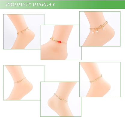 ESRICH 30/40PCS Ankle Bracelets for Women Girls Set, Gold Silver Rose Gold Three Style Jewelry Anklets for Women Beach Jewelry Gifts Adjustable Size Beach Anklet Set Apparel & Accessories > Jewelry > Anklets ESRICH   