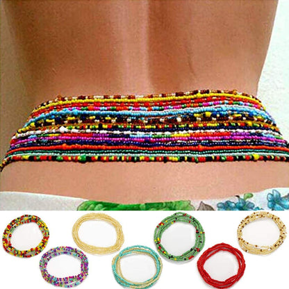 ELABEST plus Size African Waist Beads Chain Layered Belly Body Chain Beach 7Pack Waist Jewelry Body Accessories for Women and Girls Apparel & Accessories > Jewelry > Body Jewelry ELABEST 51.2inch/130cm  