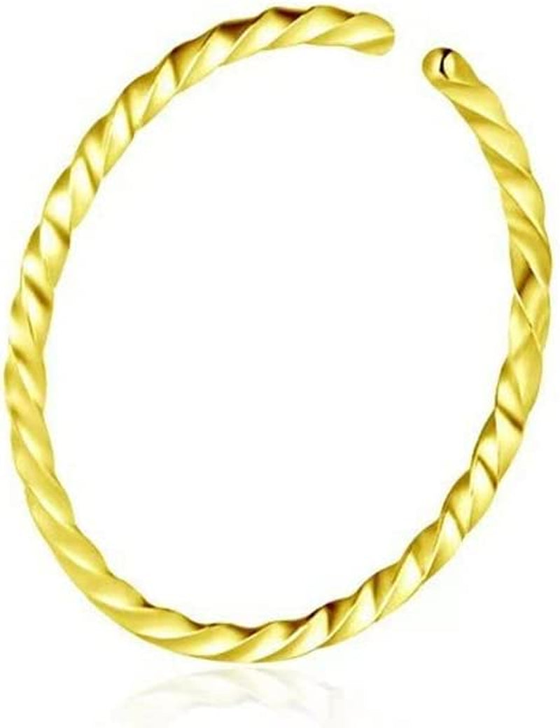 Stainless Steel Twist Nose Rings Hoop Tragus Cartilage Helix Ring Lip Septum Fake Piercing Jewelry Braided Ear Clips Body Accessories(Silver) Apparel & Accessories > Jewelry > Rings Generic Stainless Steel  