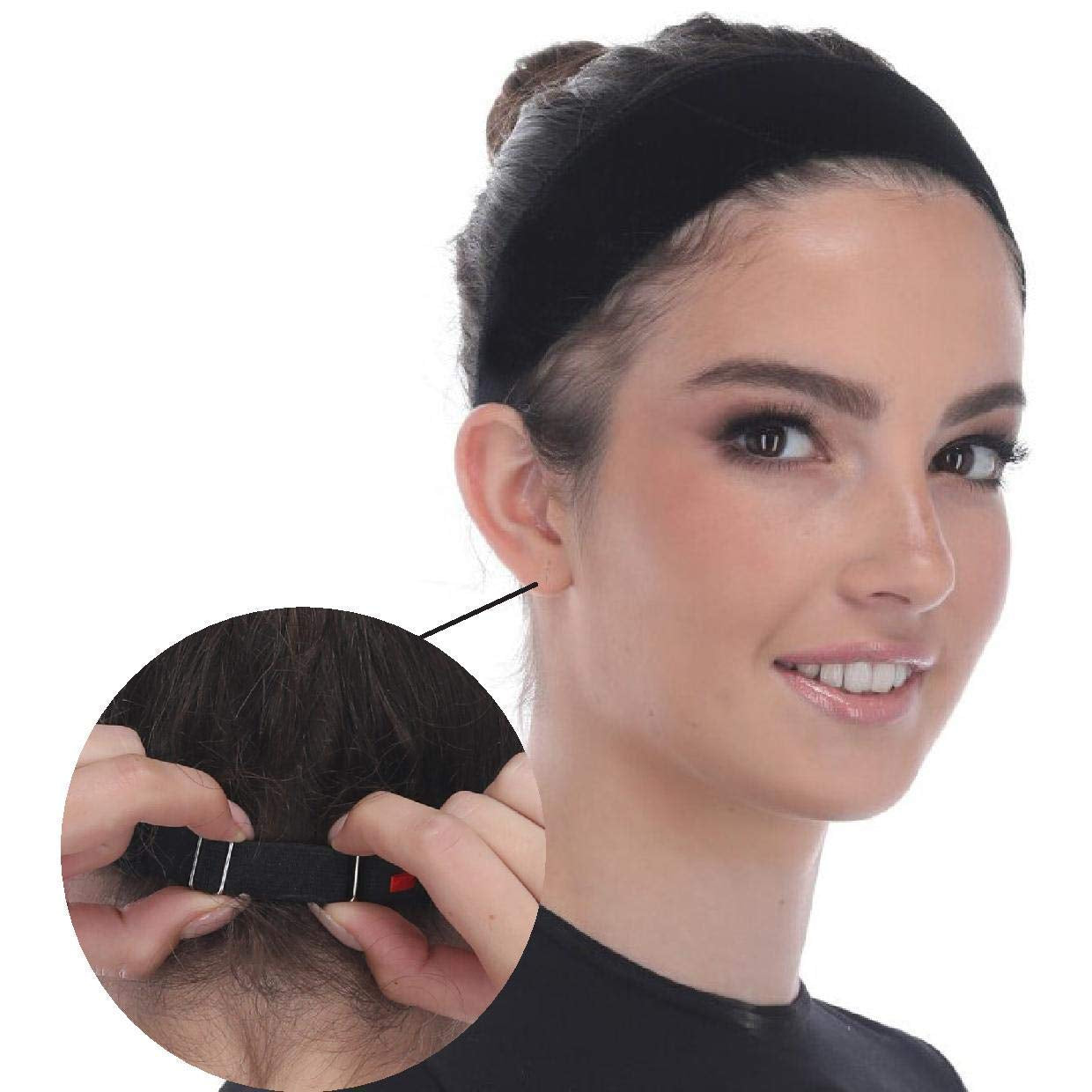 Madison Headwear Wig Grip Headbands for Women- Adjustable to Custom Fit Your Head - Velvet Comfort - Wig Bands No Slip Breathable Lightweight Material for All Day Wear! Keep Wig Comfortably Secured Apparel & Accessories > Clothing Accessories > Headwear Madison Headwear Black  