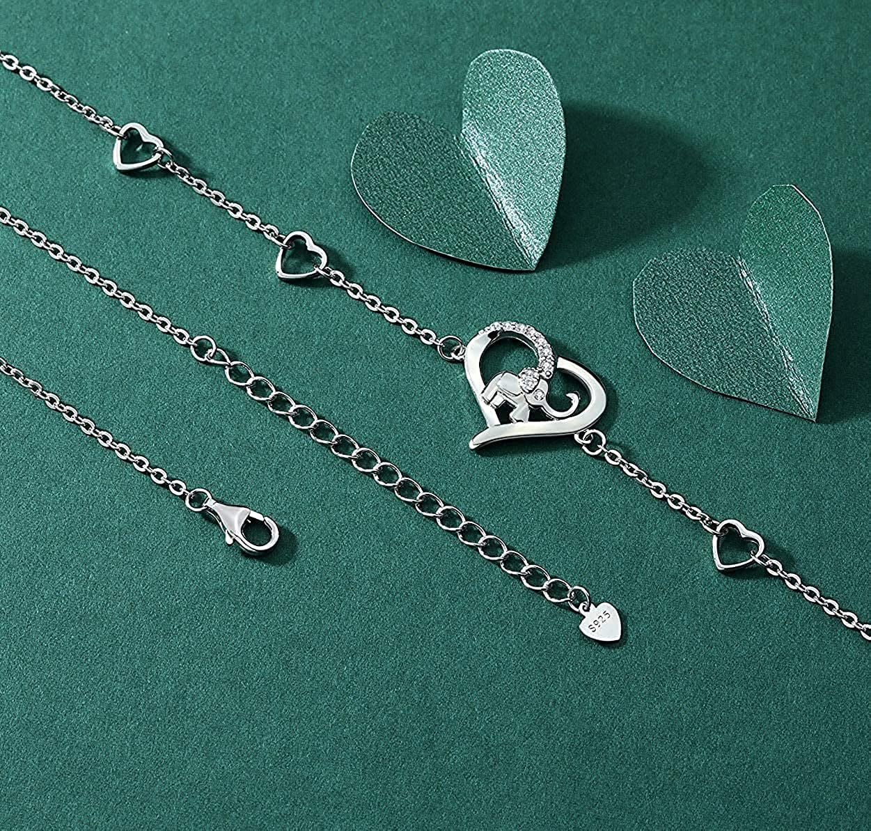 Heart Elephant Anklet 925 Sterling Silver Love Elephant Ankle Bracelet Gift for Women Girlfriend Jewelry(Big Bracelet) Apparel & Accessories > Jewelry > Anklets YZSFMZGE   