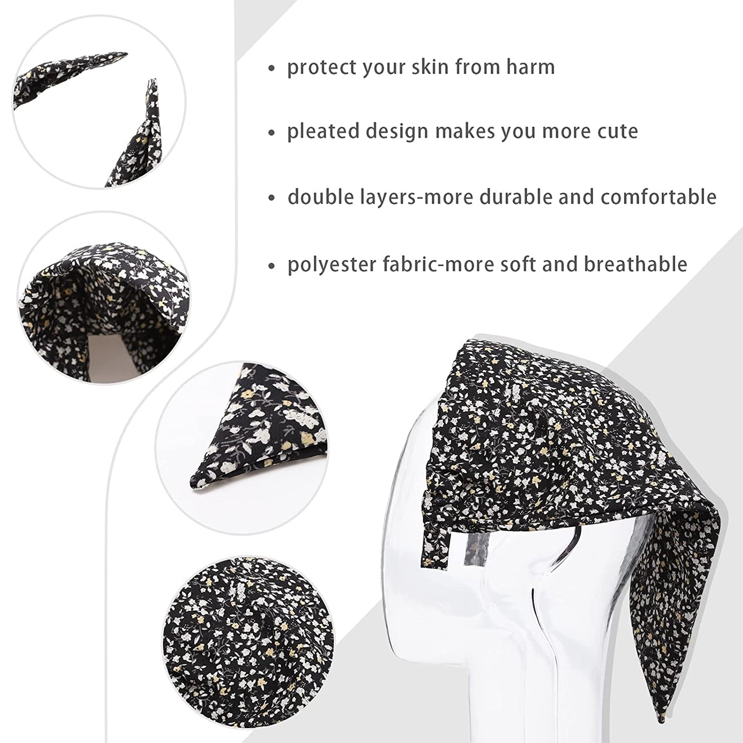 Floral Hair Scarf Headbands for Women - HAIMEIKANG Boho Hair Bandanas Scarf for Women Triangle Head Kerchief Solid Color Hair Bands Vintage Head Scarf (Beige+Yellow+Black) Apparel & Accessories > Clothing Accessories > Bandanas & Headties HAIMEIKANG   