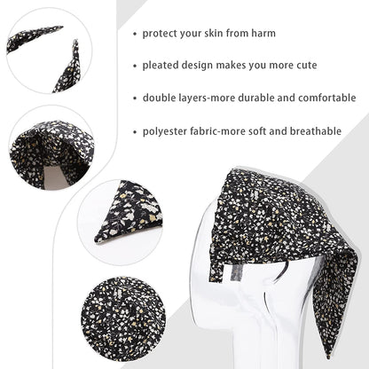 Floral Hair Scarf Headbands for Women - HAIMEIKANG Boho Hair Bandanas Scarf for Women Triangle Head Kerchief Solid Color Hair Bands Vintage Head Scarf (Beige+Yellow+Black) Apparel & Accessories > Clothing Accessories > Bandanas & Headties HAIMEIKANG   