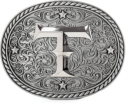 Western Cowboy/Cowgirl Initial Belt Buckle - Large, Letter Buckles for Men and Women Apparel & Accessories > Clothing Accessories > Belt Buckles Itera T  