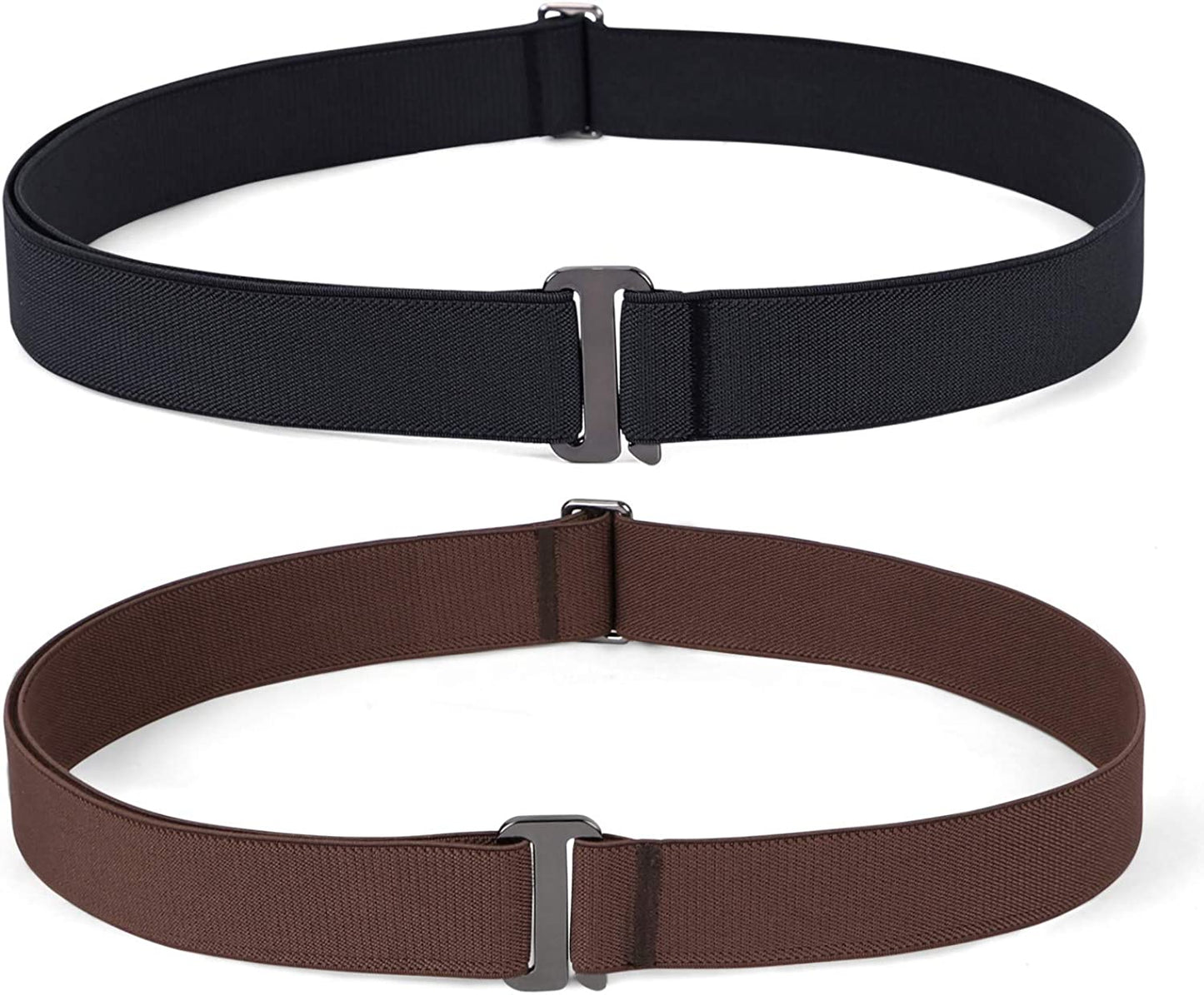 JASGOOD Women No Show Stretch Belt Invisible Elastic Web Strap Belt with Flat Buckle for Jeans Pants Dresses Apparel & Accessories > Clothing Accessories > Belts KYLIE MAX C-black+coffee-guncolor Buckle Suit for US Size 16+ 